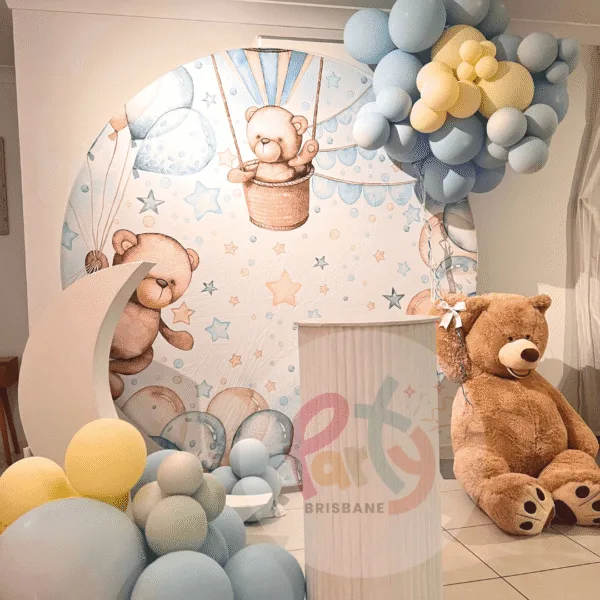Teddy Bear Printed Backdrop With Moon