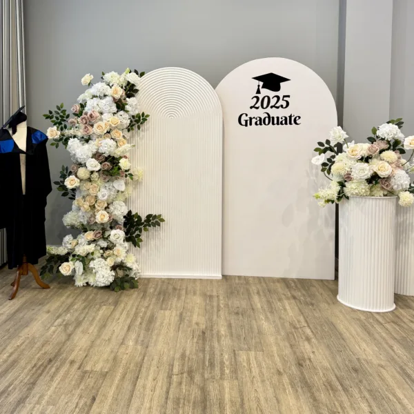 Double Arch Floral Graduation Backdrop
