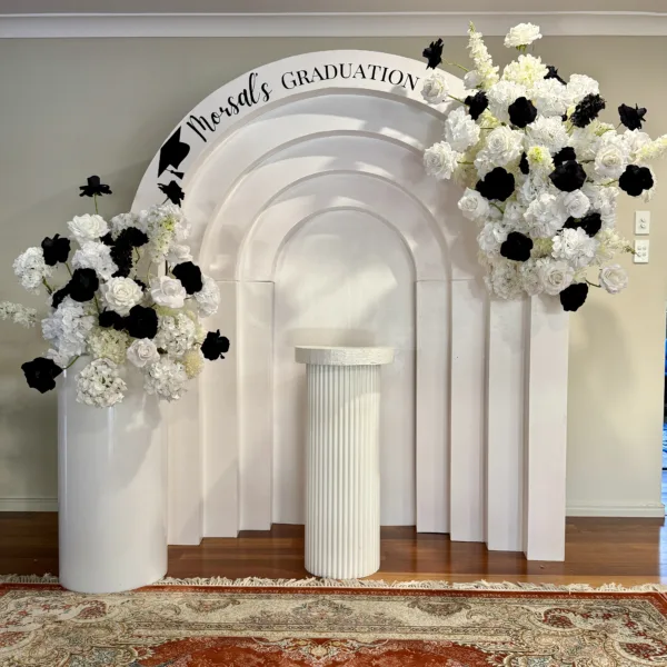 Step Arch Floral Graduation Backdrop